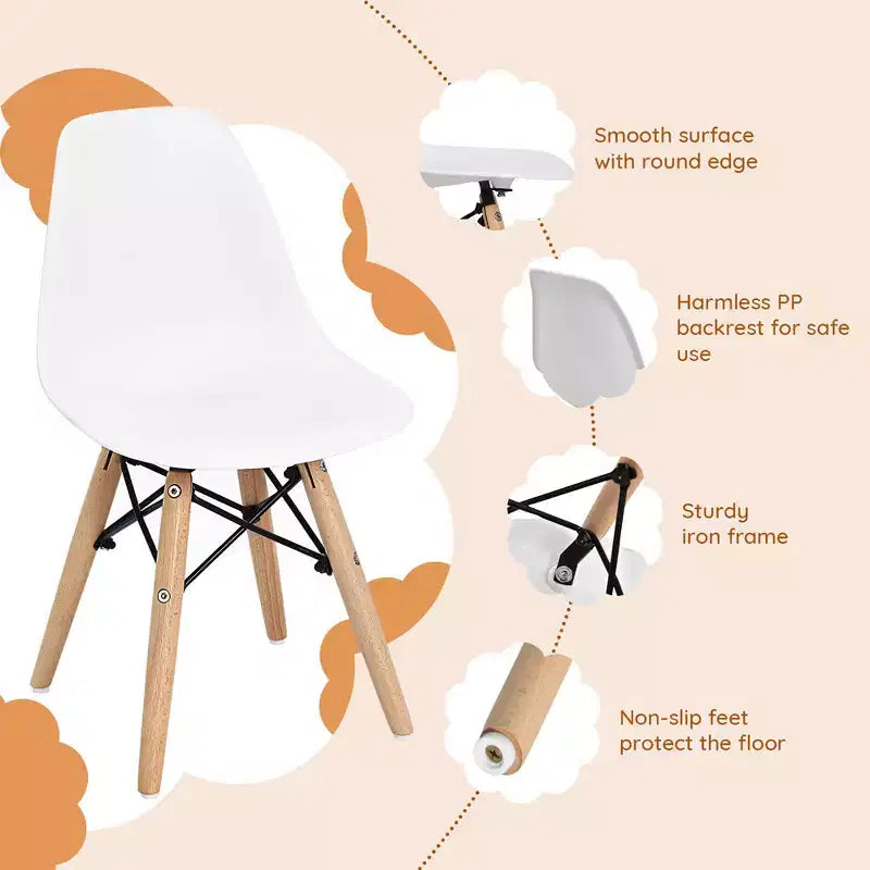 Set di 4 sedie per bambini Costway, stile moderno di metà secolo, con gambe in legno