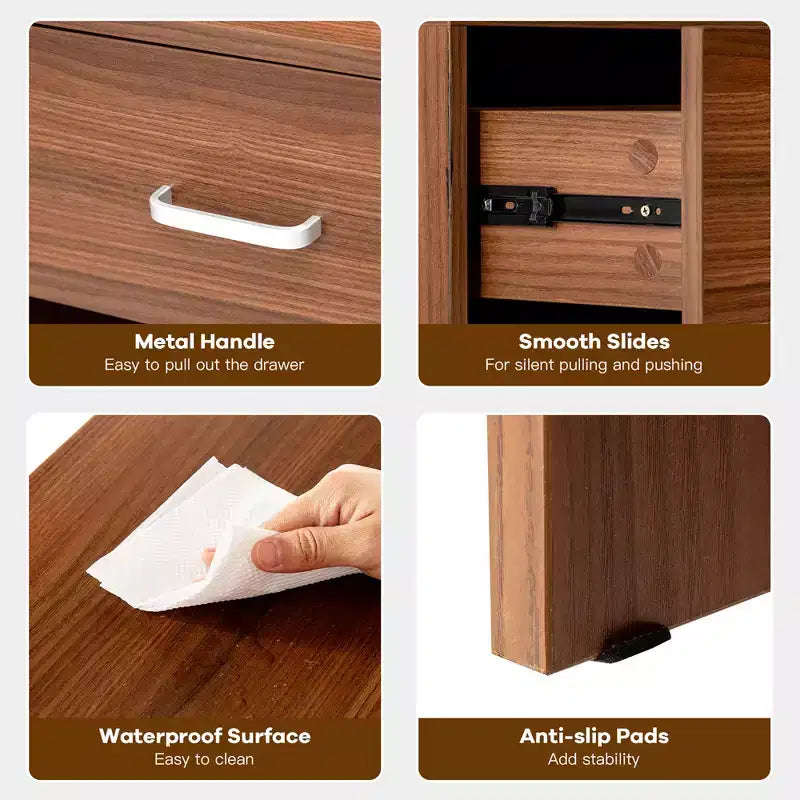 Comodino Costway con cassetto e mobiletto contenitore, tavolino moderno per letto, nero/marrone