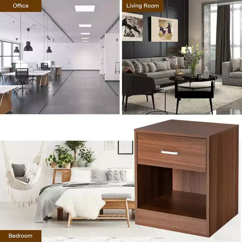Comodino Costway con cassetto e mobiletto contenitore, tavolino moderno per letto, nero/marrone