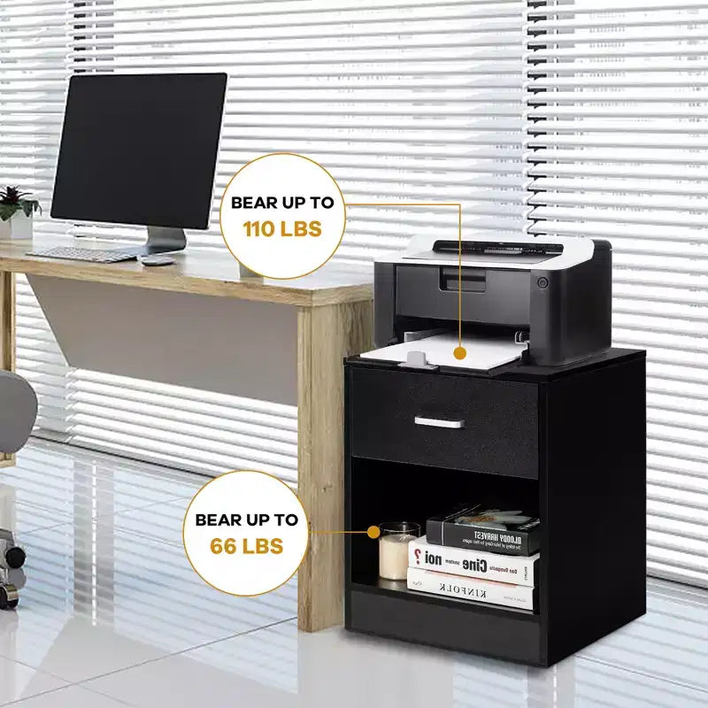 Comodino Costway con cassetto e mobiletto contenitore, tavolino moderno per letto, nero/marrone