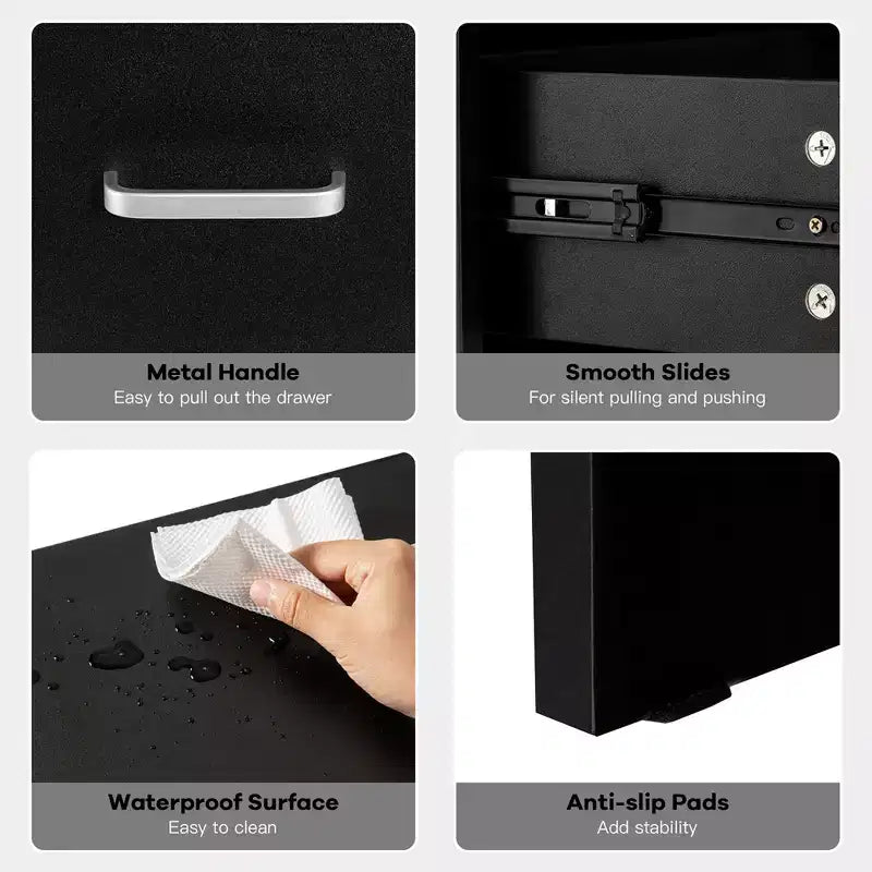 Comodino Costway con cassetto e mobiletto contenitore, tavolino moderno per letto, nero/marrone