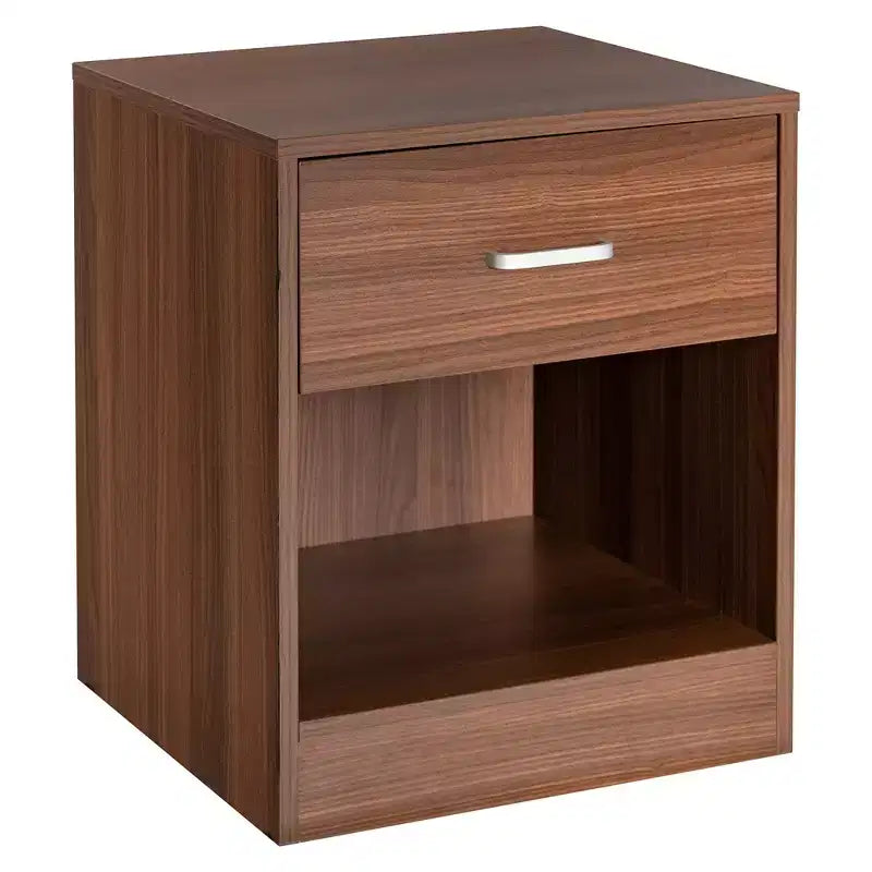 Comodino Costway con cassetto e mobiletto contenitore, tavolino moderno per letto, nero/marrone