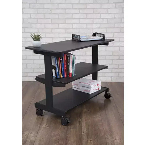 Stand Up Desk Store Scrivania su ruote a 3 ripiani, organizer laterale per scrivania e libreria con ruote