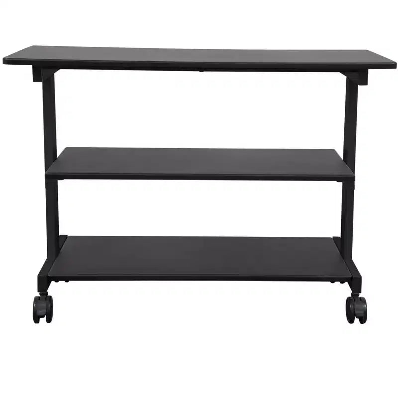 Stand Up Desk Store Scrivania su ruote a 3 ripiani, organizer laterale per scrivania e libreria con ruote