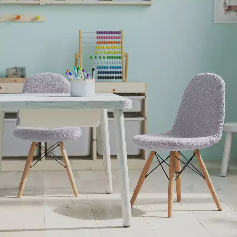 Merrick Lane Set di 2 poltrone accentate in ecopelliccia Lyon per bambini, poltrona moderna per camera da letto, ingresso e soggiorno