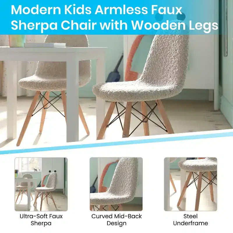 Merrick Lane Set di 2 poltrone accentate in ecopelliccia Lyon per bambini, poltrona moderna per camera da letto, ingresso e soggiorno