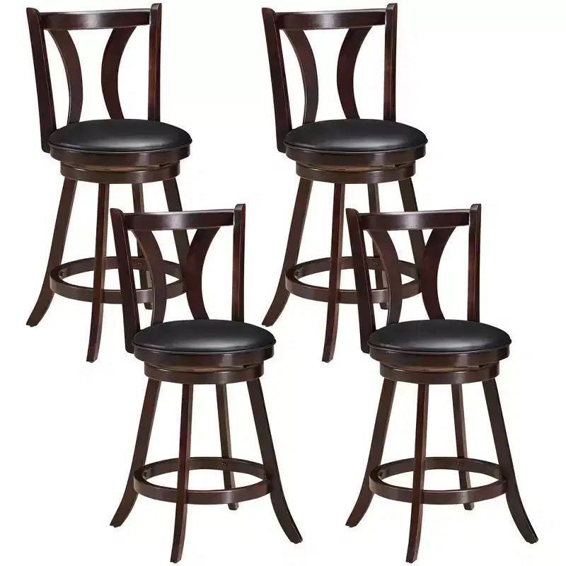 Costway Set of 4 Swivel Bar stool 24'' Counter Height Leather Padded Dining Kitchen Chair