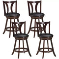 Costway Set of 4 Swivel Bar stool 24'' Counter Height Leather Padded Dining Kitchen Chair