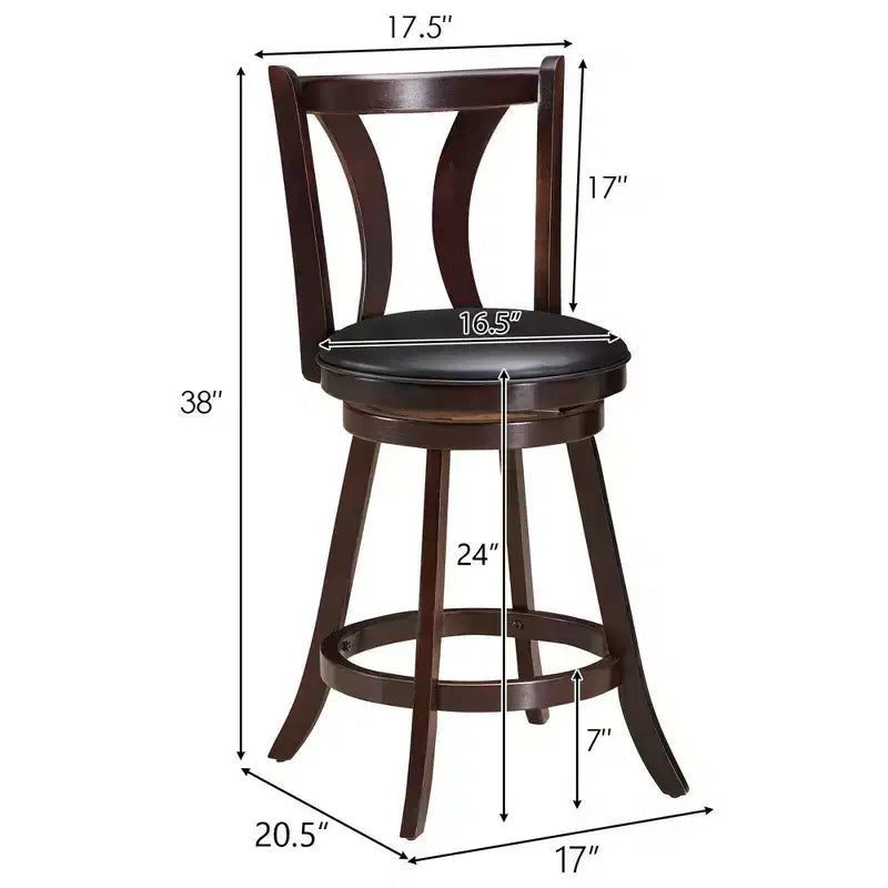 Costway Set di 4 Sgabelli Girevoli da Bar 24'' con Altezza Contatore, Sedie da Cucina Imbottite in Pelle