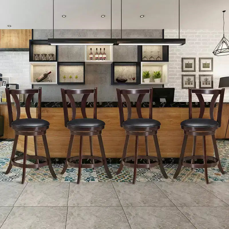 Costway Set di 4 Sgabelli Girevoli da Bar 24'' con Altezza Contatore, Sedie da Cucina Imbottite in Pelle