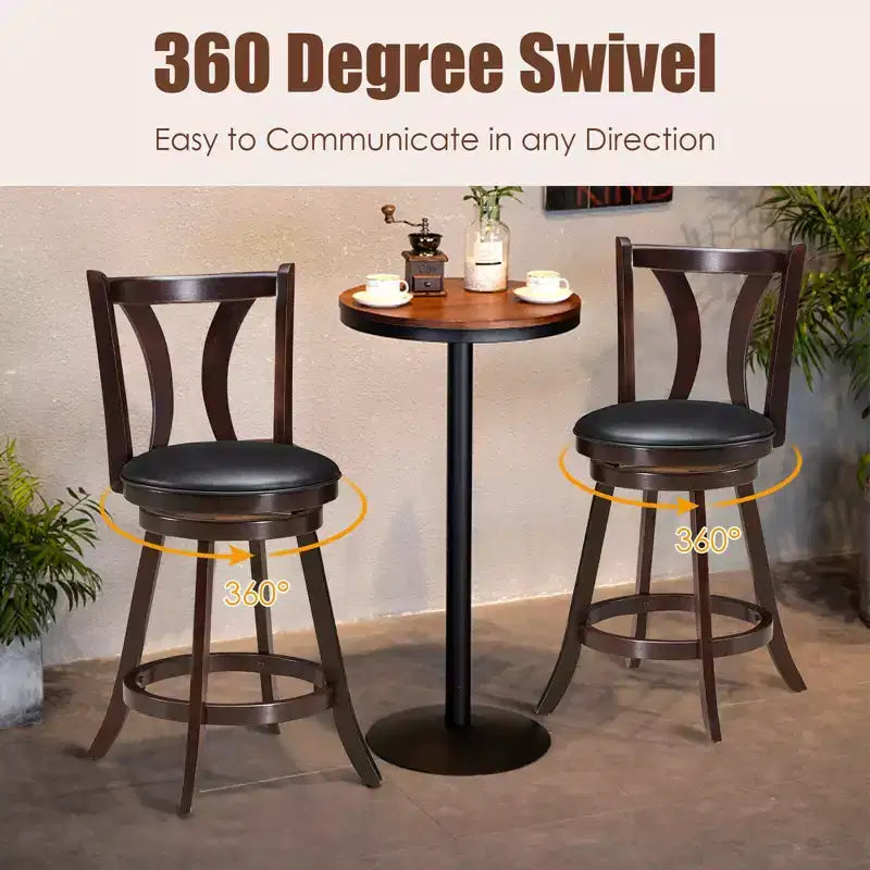 Costway Set di 4 Sgabelli Girevoli da Bar 24'' con Altezza Contatore, Sedie da Cucina Imbottite in Pelle