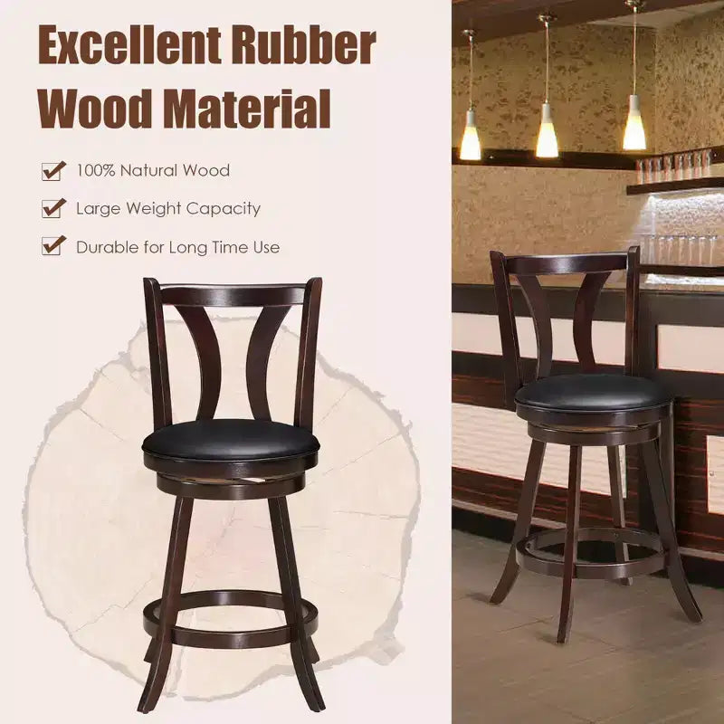Costway Set di 4 Sgabelli Girevoli da Bar 24'' con Altezza Contatore, Sedie da Cucina Imbottite in Pelle