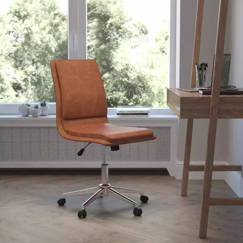Sedia da ufficio senza braccioli Flash Furniture Madigan Mid-Back con tappezzeria e base in metallo regolabile, girevole