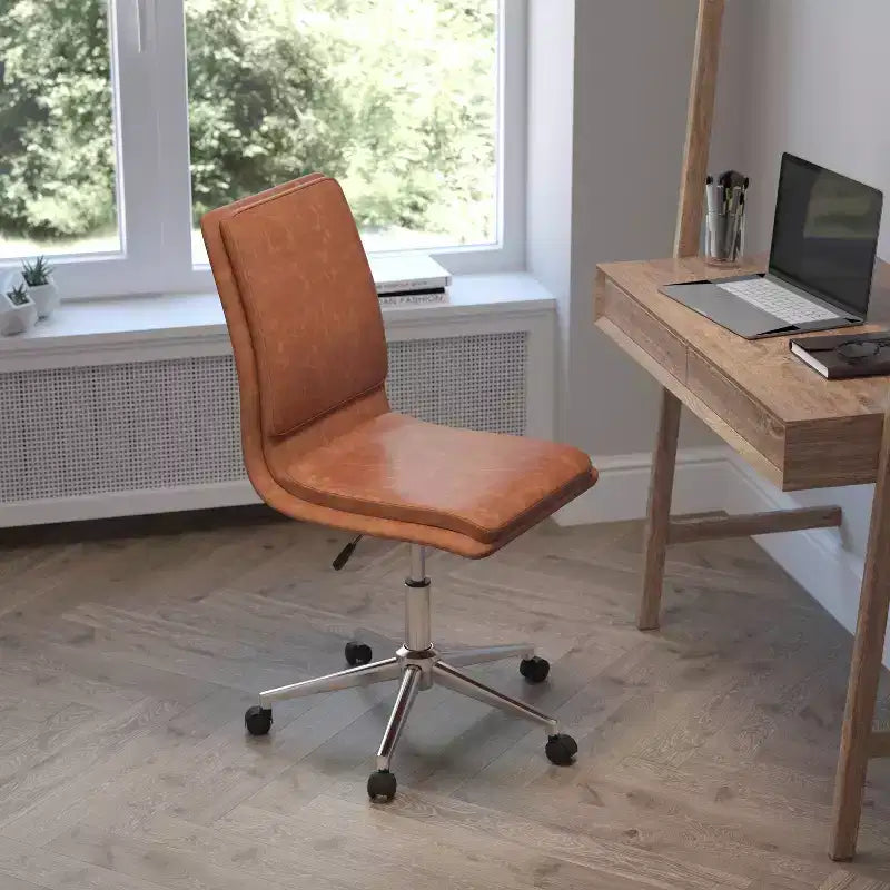 Sedia da ufficio senza braccioli Flash Furniture Madigan Mid-Back con tappezzeria e base in metallo regolabile, girevole