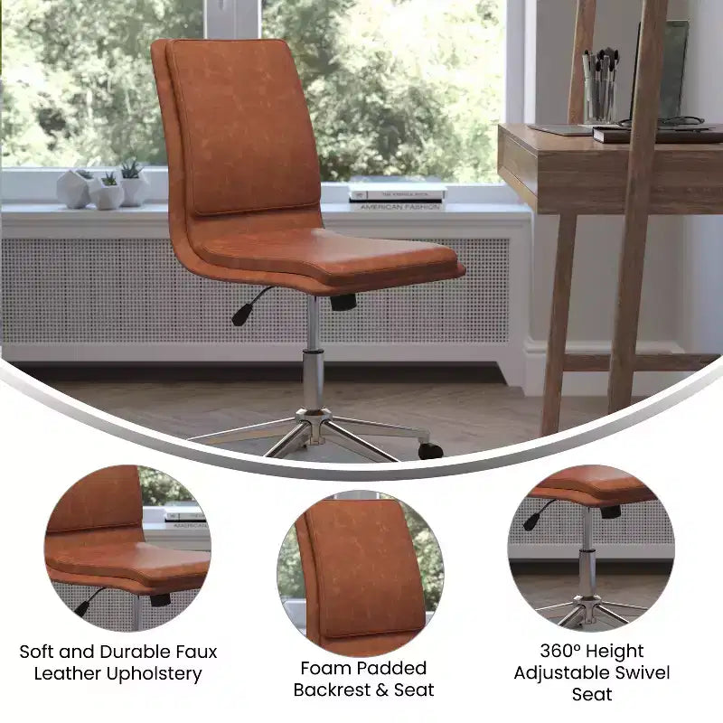 Sedia da ufficio senza braccioli Flash Furniture Madigan Mid-Back con tappezzeria e base in metallo regolabile, girevole