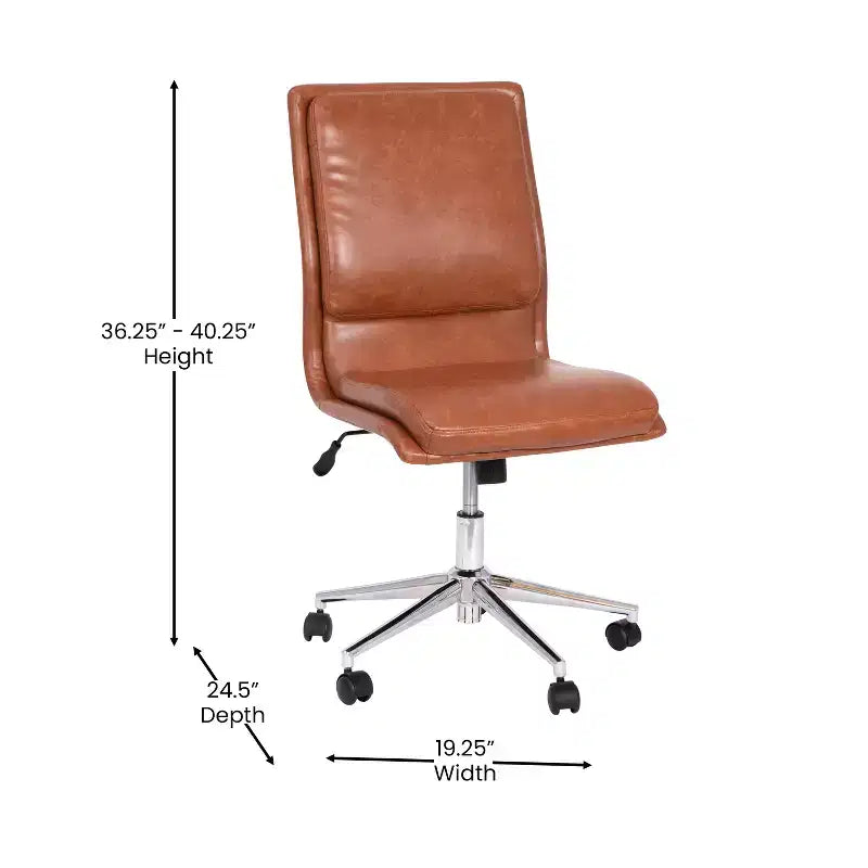 Sedia da ufficio senza braccioli Flash Furniture Madigan Mid-Back con tappezzeria e base in metallo regolabile, girevole