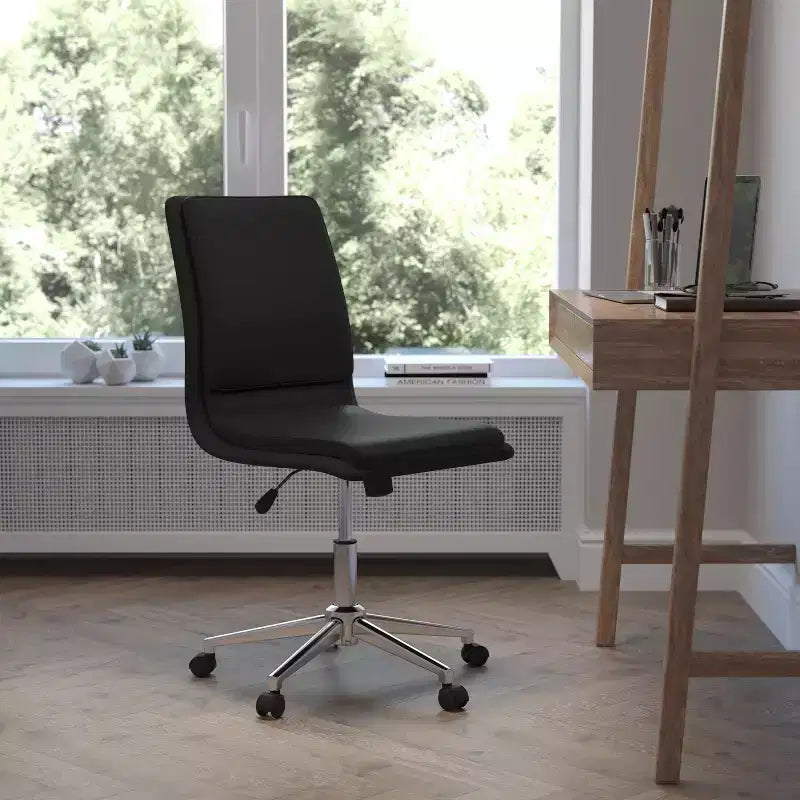 Sedia da ufficio senza braccioli Flash Furniture Madigan Mid-Back con tappezzeria e base in metallo regolabile, girevole