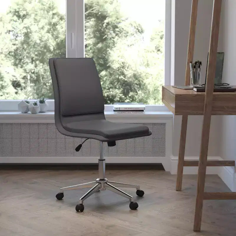 Sedia da ufficio senza braccioli Flash Furniture Madigan Mid-Back con tappezzeria e base in metallo regolabile, girevole