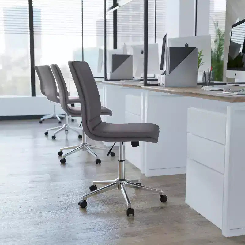 Sedia da ufficio senza braccioli Flash Furniture Madigan Mid-Back con tappezzeria e base in metallo regolabile, girevole