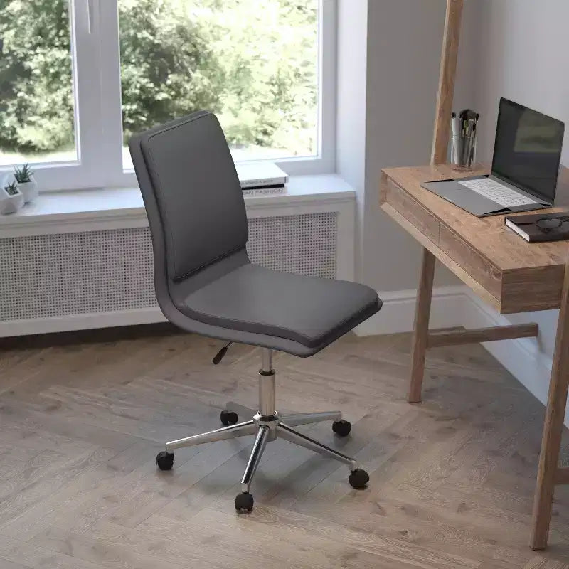 Sedia da ufficio senza braccioli Flash Furniture Madigan Mid-Back con tappezzeria e base in metallo regolabile, girevole