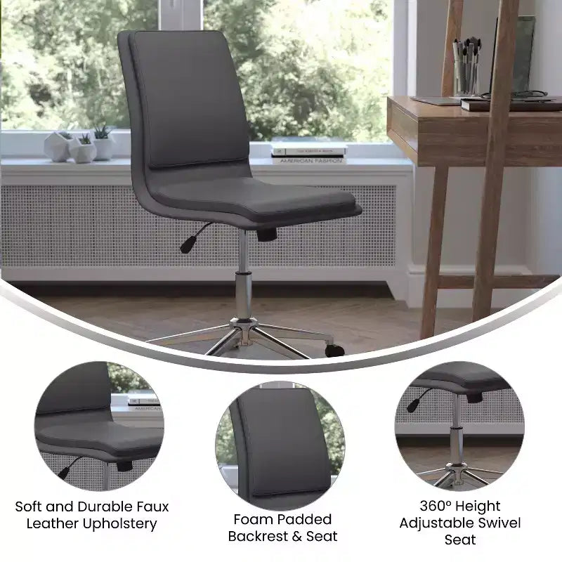 Sedia da ufficio senza braccioli Flash Furniture Madigan Mid-Back con tappezzeria e base in metallo regolabile, girevole