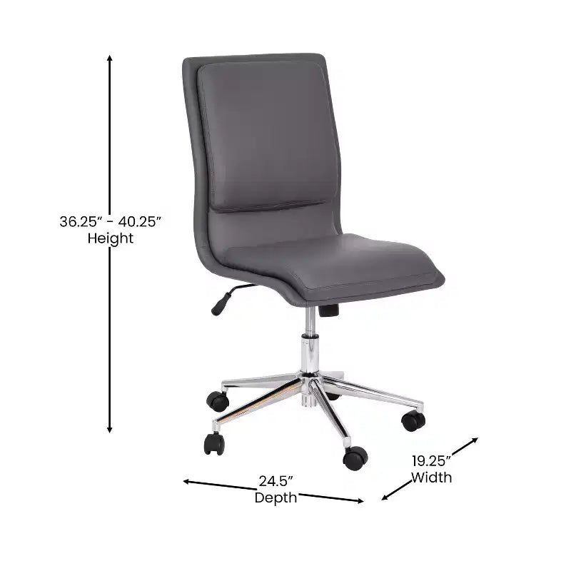 Sedia da ufficio senza braccioli Flash Furniture Madigan Mid-Back con tappezzeria e base in metallo regolabile, girevole