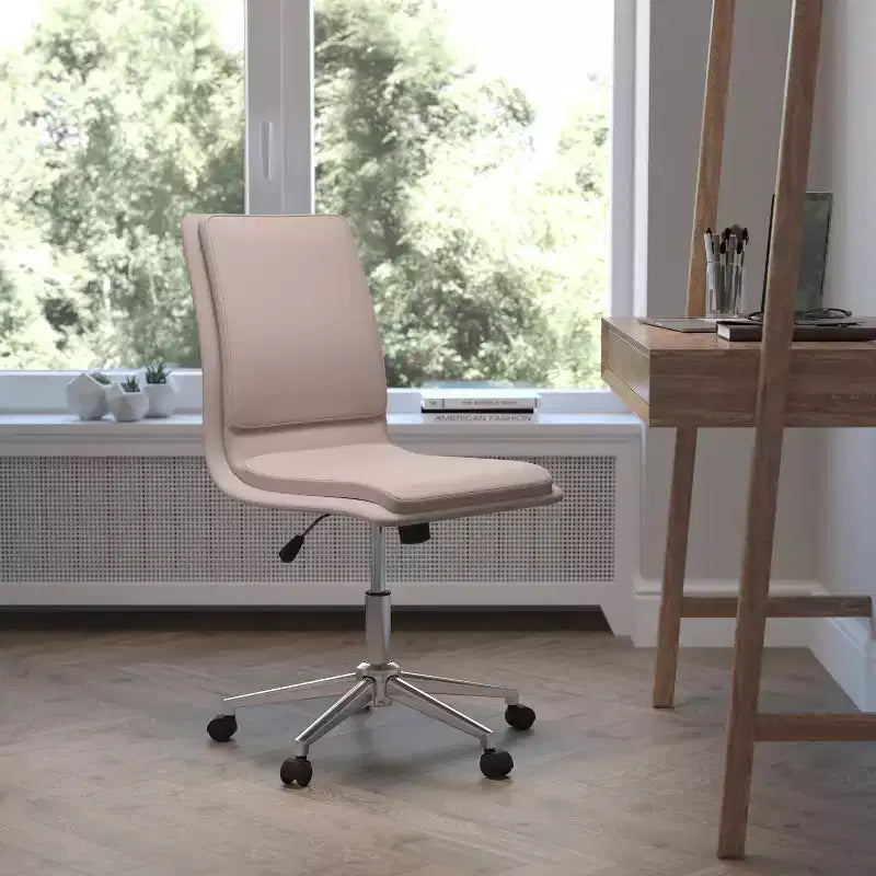 Sedia da ufficio senza braccioli Flash Furniture Madigan Mid-Back con tappezzeria e base in metallo regolabile, girevole