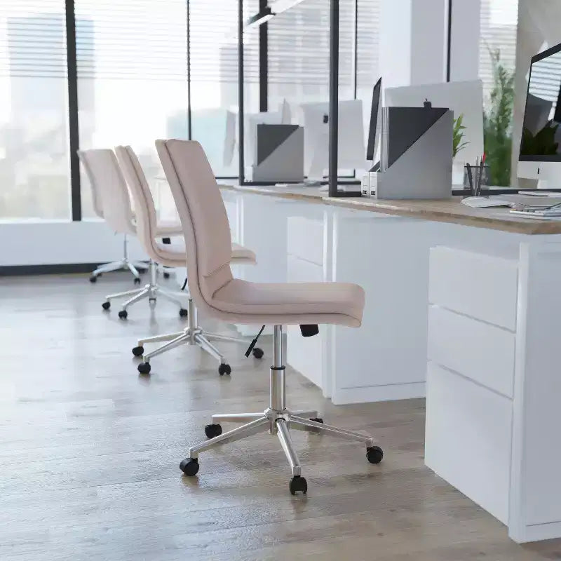 Sedia da ufficio senza braccioli Flash Furniture Madigan Mid-Back con tappezzeria e base in metallo regolabile, girevole