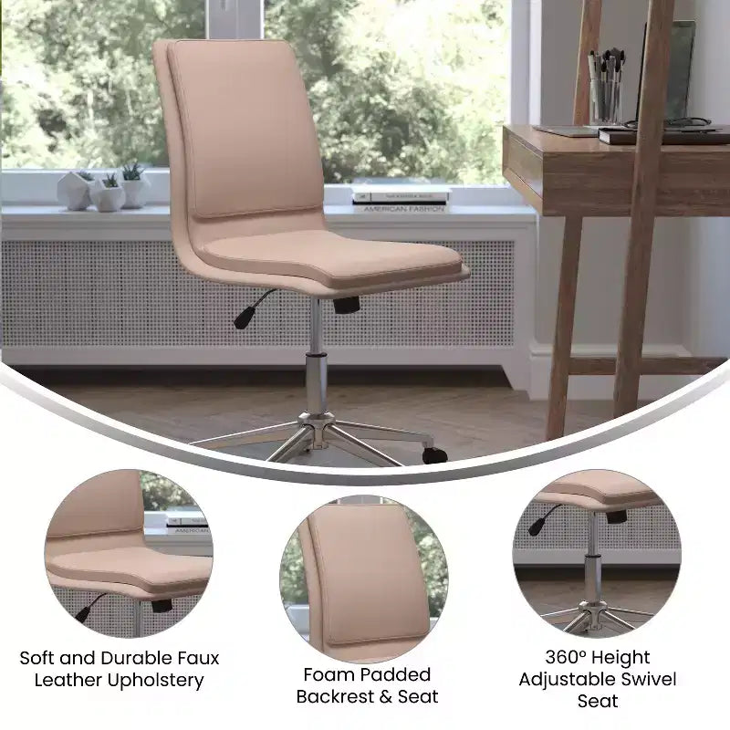 Sedia da ufficio senza braccioli Flash Furniture Madigan Mid-Back con tappezzeria e base in metallo regolabile, girevole