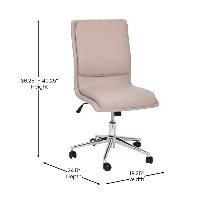 Sedia da ufficio senza braccioli Flash Furniture Madigan Mid-Back con tappezzeria e base in metallo regolabile, girevole