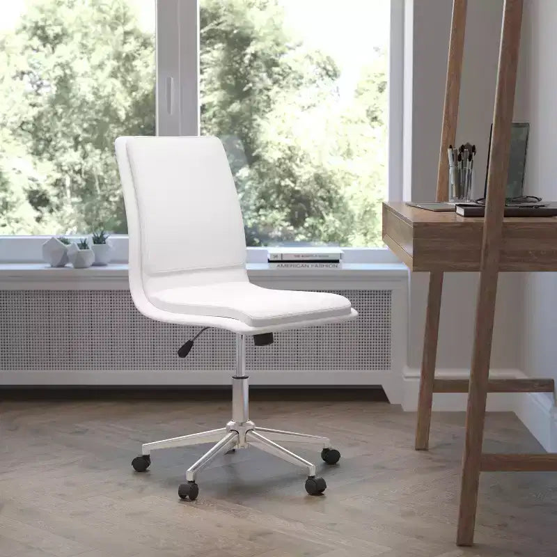 Sedia da ufficio senza braccioli Flash Furniture Madigan Mid-Back con tappezzeria e base in metallo regolabile, girevole