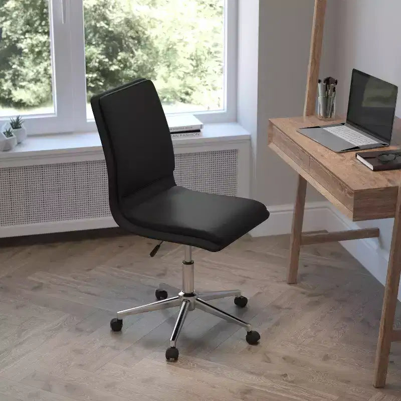 Sedia da ufficio senza braccioli Flash Furniture Madigan Mid-Back con tappezzeria e base in metallo regolabile, girevole
