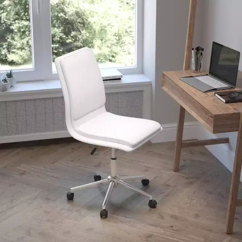 Sedia da ufficio senza braccioli Flash Furniture Madigan Mid-Back con tappezzeria e base in metallo regolabile, girevole