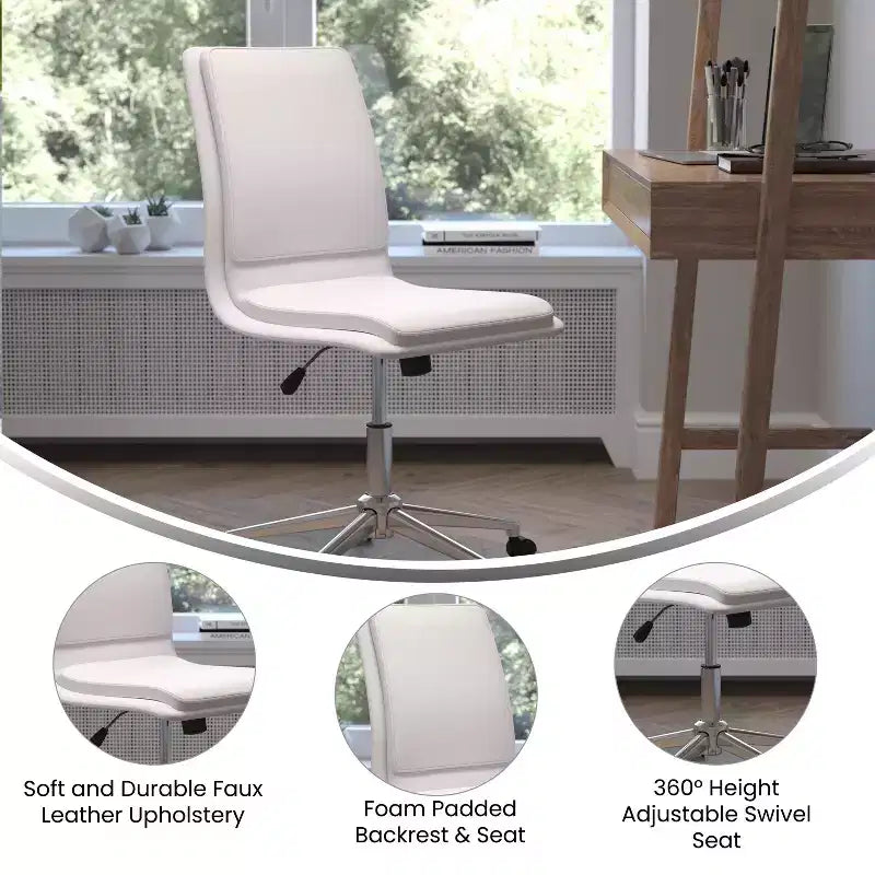 Sedia da ufficio senza braccioli Flash Furniture Madigan Mid-Back con tappezzeria e base in metallo regolabile, girevole