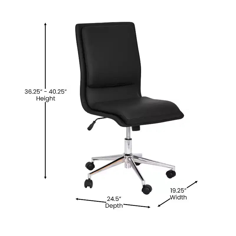 Sedia da ufficio senza braccioli Flash Furniture Madigan Mid-Back con tappezzeria e base in metallo regolabile, girevole