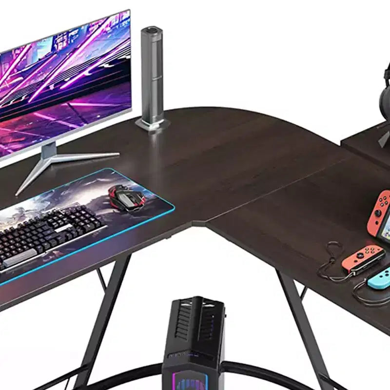 Scrivania angolare a L Somdot per computer da casa o ufficio, per schermi multipli e monitor, con supporto rimovibile, facile montaggio, noce nero