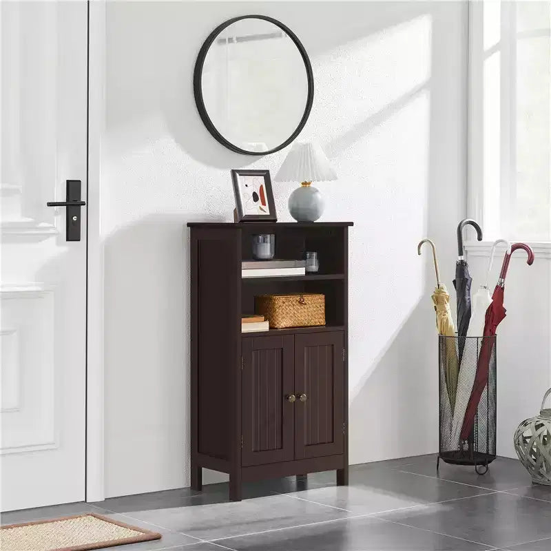 Yaheetech Mobiletto da Bagno con Doppia Anta e Ripiani Regolabili