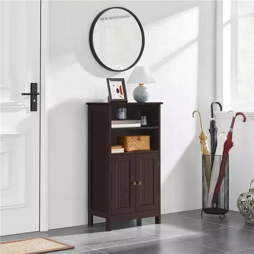 Yaheetech Mobiletto da Bagno con Doppia Anta e Ripiani Regolabili