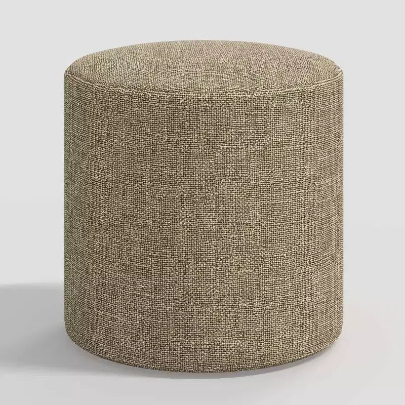 Pouf rotondo Thalia in lino testurizzato - Threshold