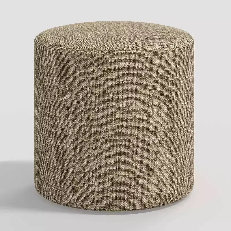 Round Thalia Ottoman in Textured Linen - Threshold