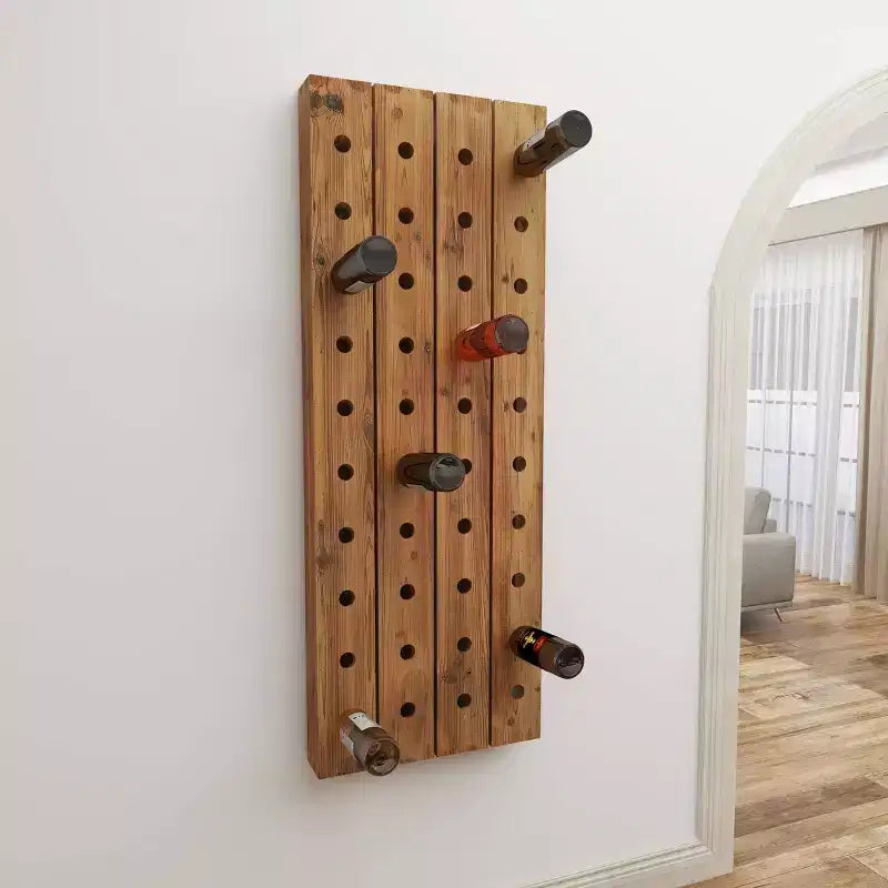 Portabottiglie da Parete Rustico in Legno Marrone - Olivia & May