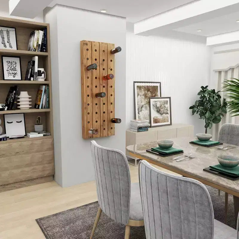 Portabottiglie da Parete Rustico in Legno Marrone - Olivia & May