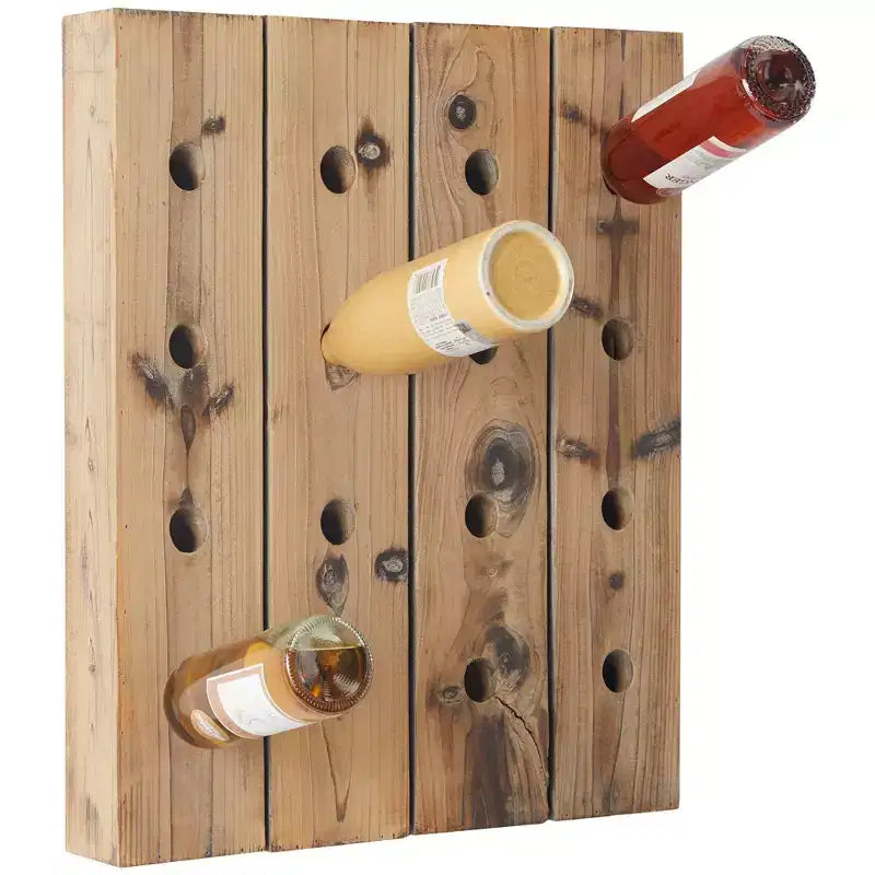 Portabottiglie da Parete Rustico in Legno Marrone - Olivia & May
