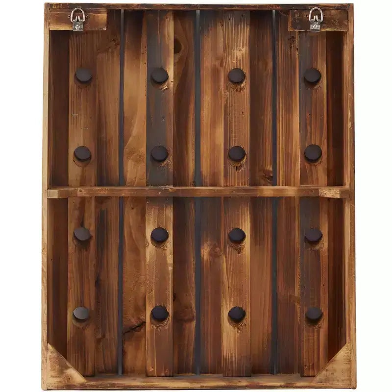 Portabottiglie da Parete Rustico in Legno Marrone - Olivia & May