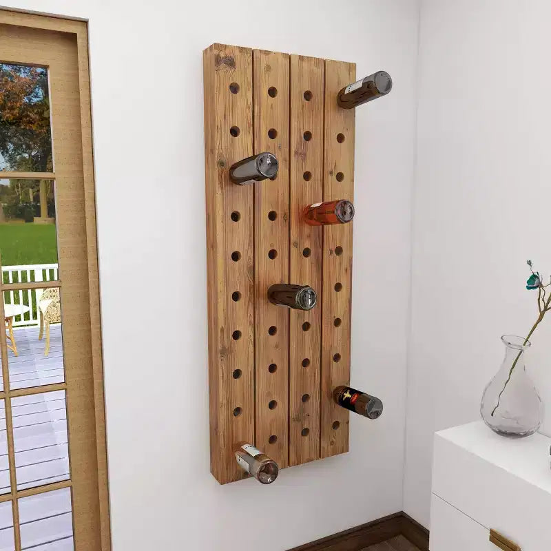 Portabottiglie da Parete Rustico in Legno Marrone - Olivia & May