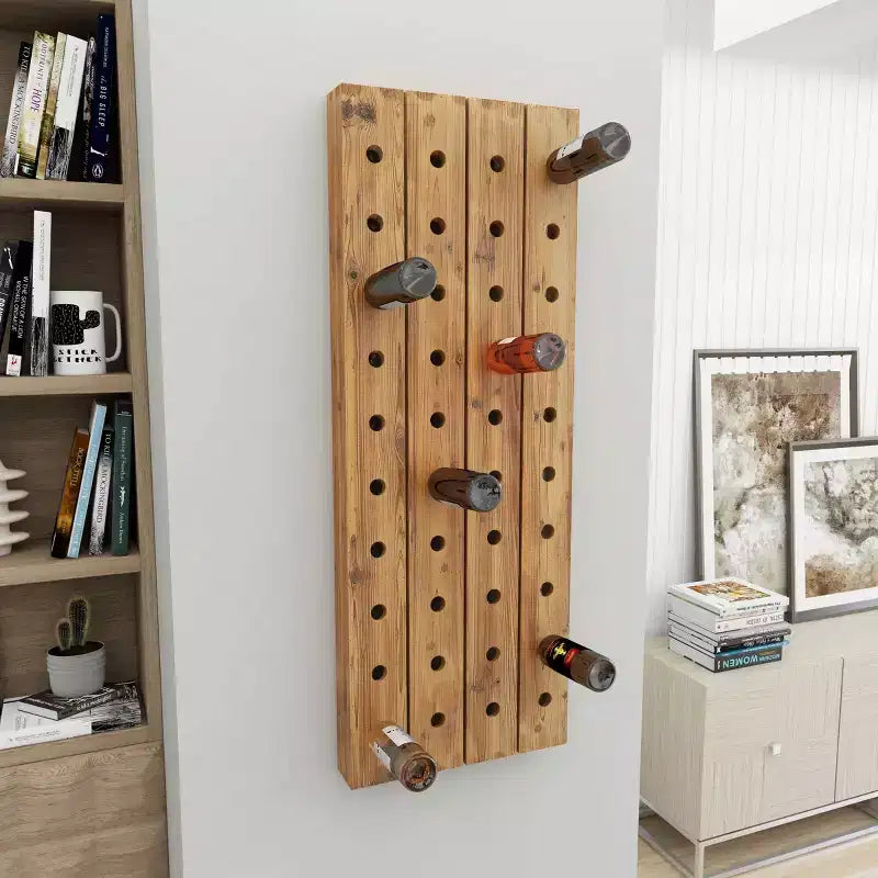 Portabottiglie da Parete Rustico in Legno Marrone - Olivia & May