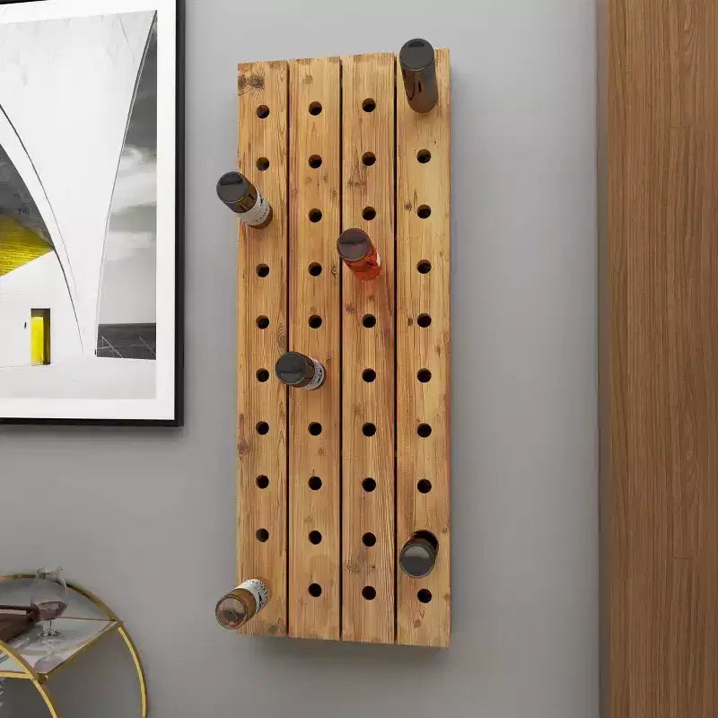 Portabottiglie da Parete Rustico in Legno Marrone - Olivia & May