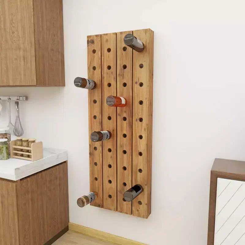 Portabottiglie da Parete Rustico in Legno Marrone - Olivia & May