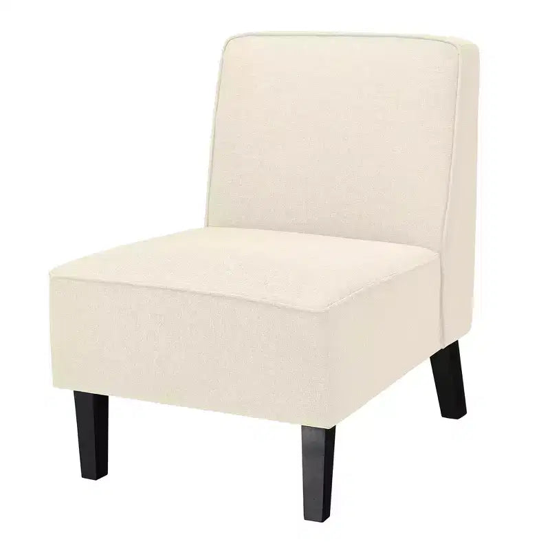 Poltrona moderna senza braccioli Costway in tessuto con gambe in legno di gomma Beige/Grigio