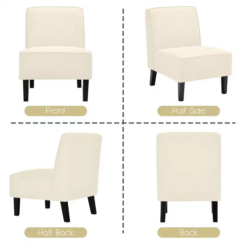 Poltrona moderna senza braccioli Costway in tessuto con gambe in legno di gomma Beige/Grigio